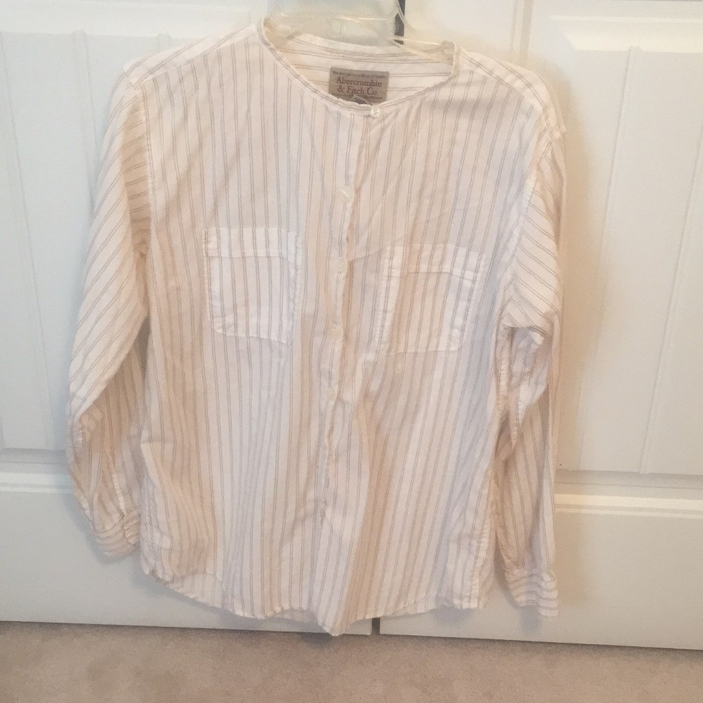 Abercrombie & Fitch white striped button down